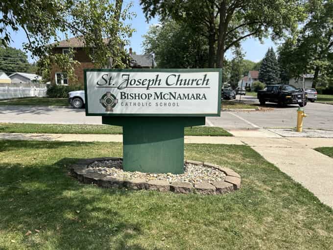 An image of the St. Joseph Church monument sign.